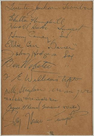 Lot #4259 Duke Ellington's Orchestra Signatures - Image 2