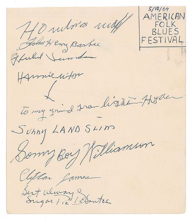 Lot #4210  American Folk Blues Festival 1963-1964 Signatures (Signed by 15) - Image 1
