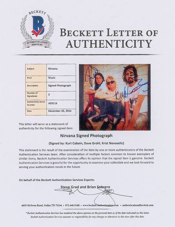 Lot #4739  Nirvana Signed Photograph - Image 2