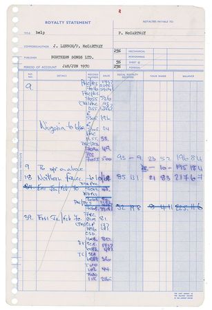 Lot #4059 John Lennon and Paul McCartney 1970 Royalty Statements - Image 1