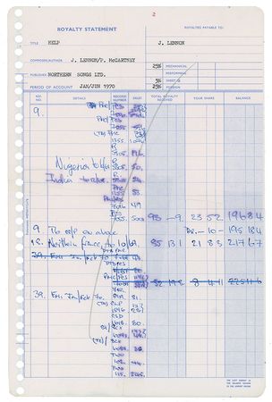 Lot #4059 John Lennon and Paul McCartney 1970 Royalty Statements - Image 2