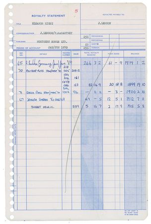 Lot #4059 John Lennon and Paul McCartney 1970 Royalty Statements - Image 4