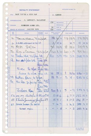 Lot #4059 John Lennon and Paul McCartney 1970 Royalty Statements - Image 5