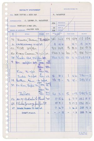 Lot #4059 John Lennon and Paul McCartney 1970 Royalty Statements - Image 6