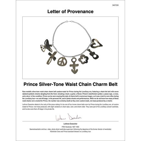Lot #4734  Prince Silver-Tone Waist Chain Charm Belt - Image 3