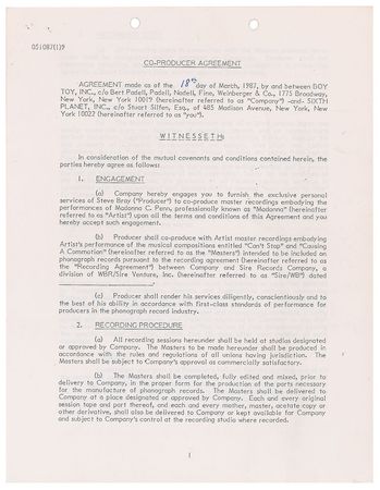 Lot #4664  Madonna Signed Document - Image 2