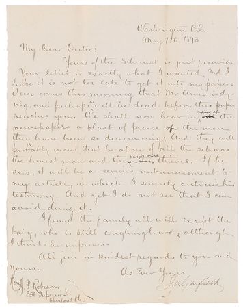 Lot #17 James A. Garfield: We shall now hear in