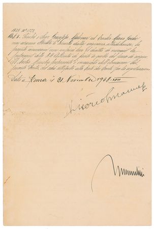 Lot #227 Benito Mussolini and Vittorio Emanuele III Signed Document - Image 2