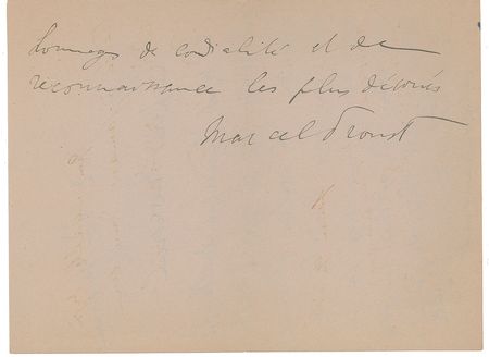 Lot #447 Marcel Proust: Praise for a fellow writer's characters, 