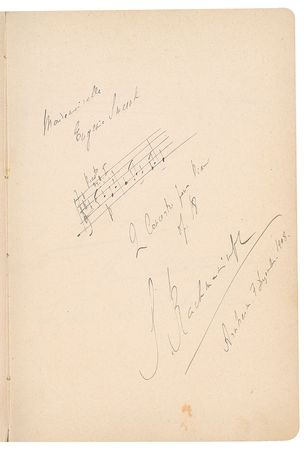 Lot #538 Sergei Rachmaninoff: Impressive hotel guest book, featuring Rachmaninoff, Casals, Bernhardt, and a series of leading Dutch artists - Image 1