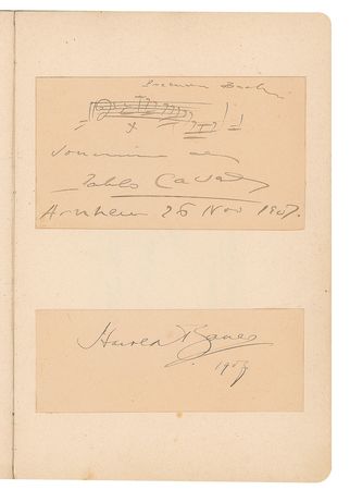 Lot #538 Sergei Rachmaninoff: Impressive hotel guest book, featuring Rachmaninoff, Casals, Bernhardt, and a series of leading Dutch artists - Image 5