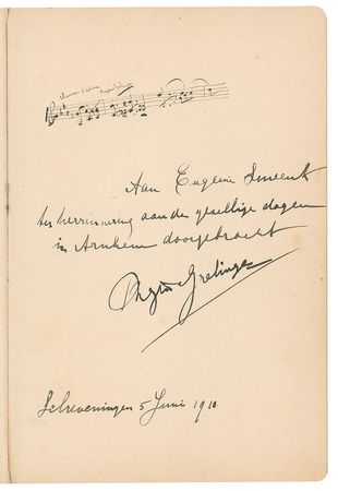 Lot #538 Sergei Rachmaninoff: Impressive hotel guest book, featuring Rachmaninoff, Casals, Bernhardt, and a series of leading Dutch artists - Image 10