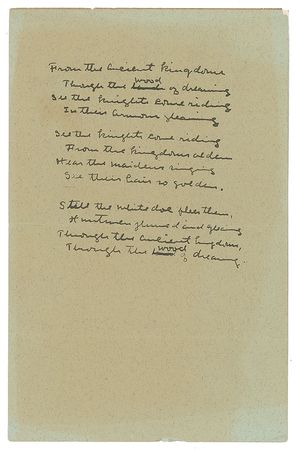 Lot #403 Willa Cather: Handwritten poem by Willa Cather, plus praise to her from Van Doren: 