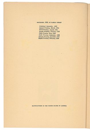 Lot #426 Kahlil Gibran: Extraordinary presentation copy of The Prophet, inscribed to one 