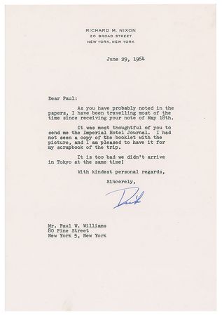 Lot #79 Richard Nixon Typed Letters Signed - Image 1
