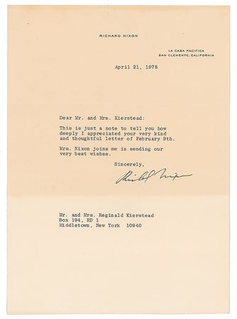Lot #79 Richard Nixon Typed Letters Signed - Image 2