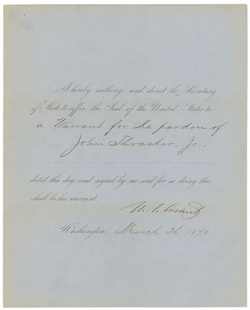 Lot #13 U. S. Grant Signed Document