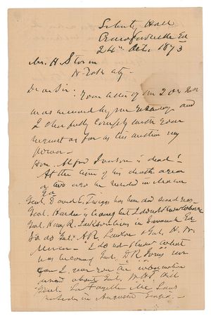 Lot #294 Alexander Stephens: Updates on the lives of CSA generals from the Confederacy's vice president - Image 1