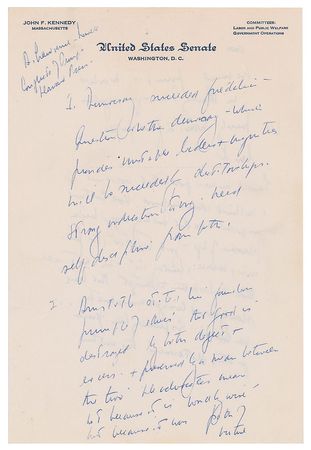 Lot #44 John F. Kennedy: The speech notes of Senator John Kennedy - Image 1