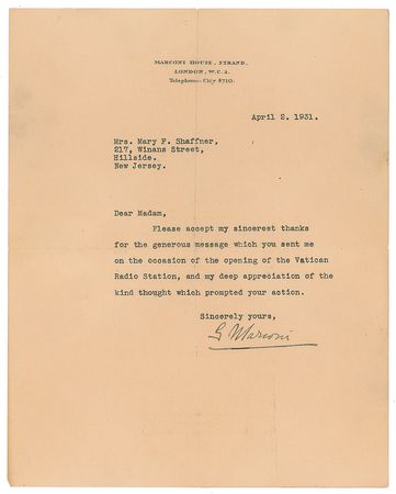 Lot #215 Guglielmo Marconi - Image 1