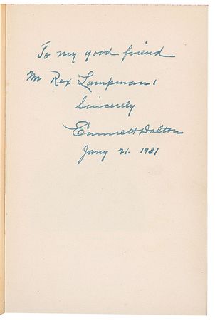 Lot #163 Emmett Dalton: Scarce volume signed by the Old West outlaw - Image 1