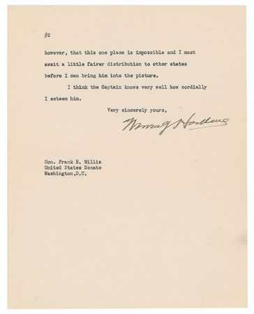 Lot #67 Warren G. Harding: 