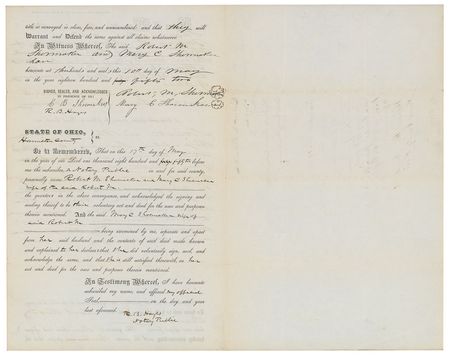 Lot #15 Rutherford B. Hayes: Very early real estate deed signed twice by Hayes as a young practicing attorney - Image 2