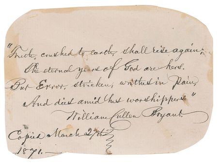 Lot #481 William Cullen Bryant Signed Quotes - Image 1