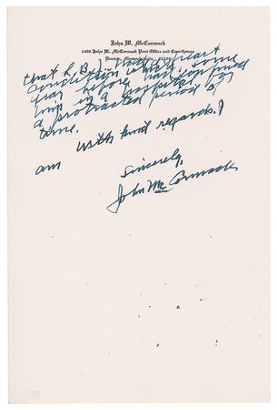 Lot #218 John W. McCormack - Image 3