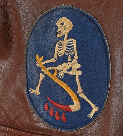Lot #269 WWII Army Air Forces A-2 Jacket: A-2 flight jacket from WWII, featuring the patch of 'The Devil's Own Grim Reapers' - Image 4
