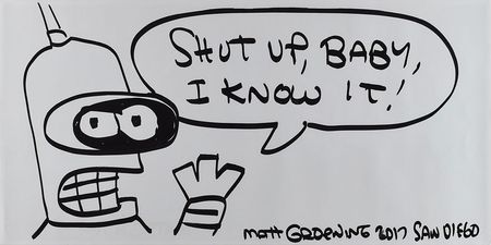 Lot #388 Matt Groening: Huge Groening sketch of Futurama's Bender - Image 1
