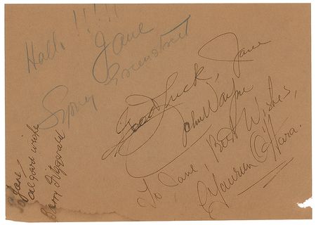Lot #639 The Quiet Man: John Wayne and Maureen O'Hara Signatures - Image 1