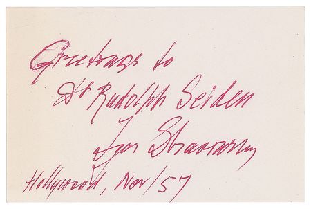 Lot #571 Igor Stravinsky Signature - Image 1