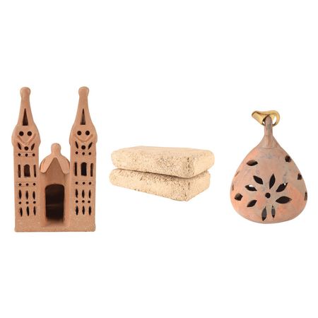 Lot #7048  Old Tucson Collection of Artifacts: Adobe Bricks, Clay Lamp, and Clay Chapel - Image 2