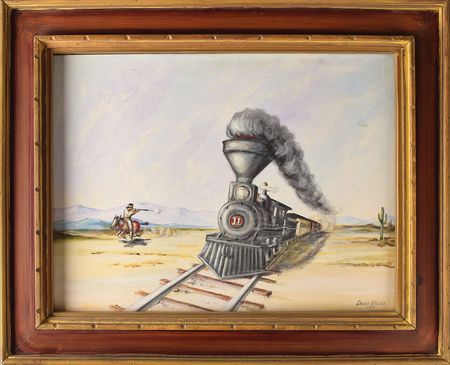 Lot #7066  Painting of the Train 'Reno' by Carney Waller - Image 1