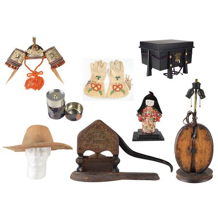 Lot #7055  Old Tucson Studios Collection of Rare Surviving Artifacts/Props: Wooden Lamp, Cigar Cutter, Straw Hats, etc. - Image 2