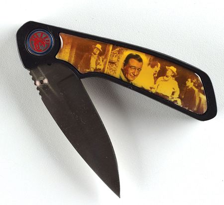 Lot #7068 Bob Shelton's Personal Pins and Pocket Items Including 'High Chaparall' & John Wayne Knife - Image 1