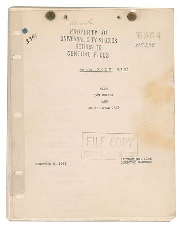 Lot #7357 The Wolf Man Original Universal Studios File Script - Image 1