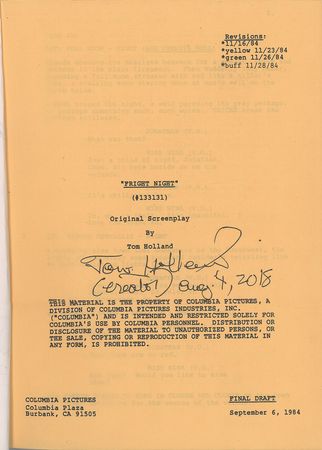 Lot #7411  Fright Night Cast-signed Original Draft Script - Image 2