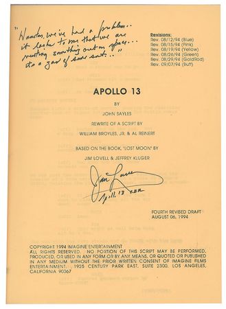 Lot #7399  Apollo 13 Original Script Signed by James Lovell - Image 4