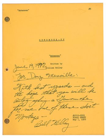 Lot #7412  Gunsmoke Script Signed by William Kelley - Image 1