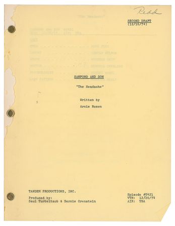 Lot #7461 Redd Foxx's Script for Sanford and Son - Image 1