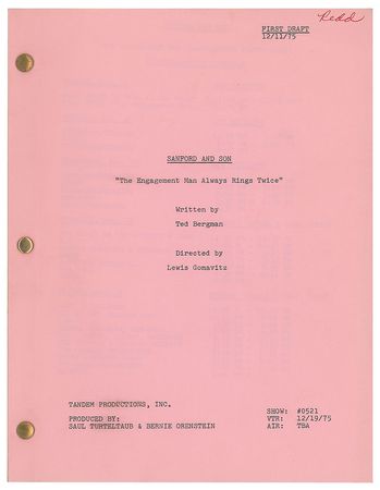 Lot #7466 Redd Foxx's Script for Sanford and Son - Image 1