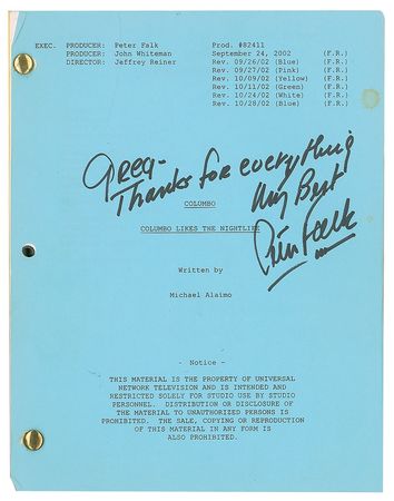 Lot #7446  Columbo Script Signed by Peter Falk