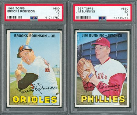 Lot #688 1967 Topps HIGH GRADE Complete Set (609) with (14) PSA Graded Baseball Card Set - Image 3