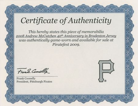 Lot #825 Andrew McCutchen Game-Worn 2008 Pittsburgh Pirates Spring Training Jersey Game-Worn Jersey - Image 6