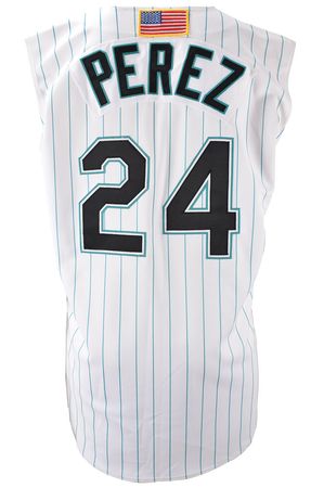 Lot #844 Tony Perez Game-Worn 2001 Florida Marlins Jersey Game-Worn Jersey - Image 2
