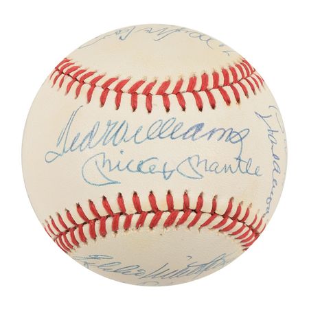 Lot #701 Baseball: 500 Home Run Club: Beautiful 500 Home Run Club baseball, highlighted by Mantle, Williams, and Aaron - Image 1