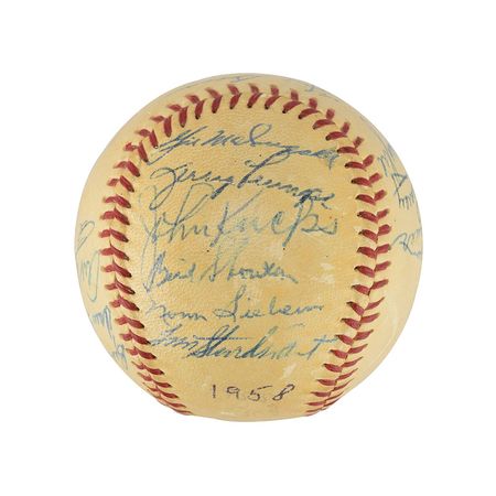 Lot #720 NY Yankees: 1958 Signed Baseball - Image 5