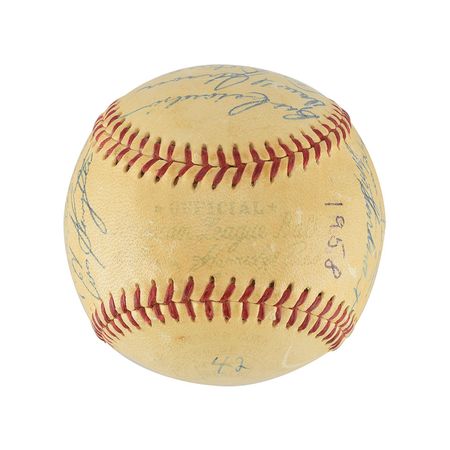 Lot #720 NY Yankees: 1958 Signed Baseball - Image 6